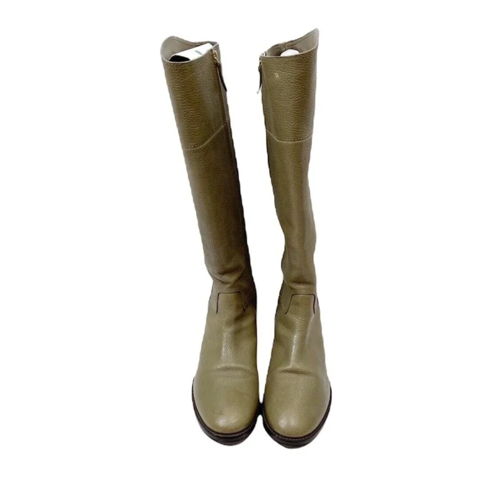 Tory Burch Junction Riding Boot Greenish Gray Low Heal - Picture 2 of 12